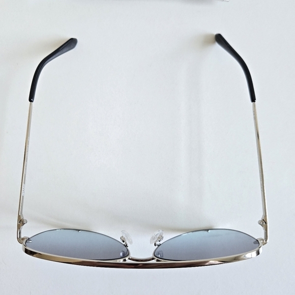 New Quay Unisex High Key Silver/Grey Light Turquoise Oversize Aviator Sunglasses